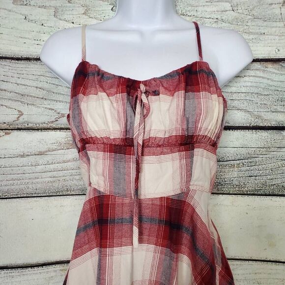 Forever 21 Plaid Mini Dress Red White Spaghetti Strap Size S - Picture 2 of 8